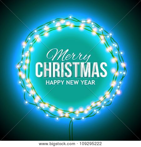 Congratulation to Christmas with blue lights