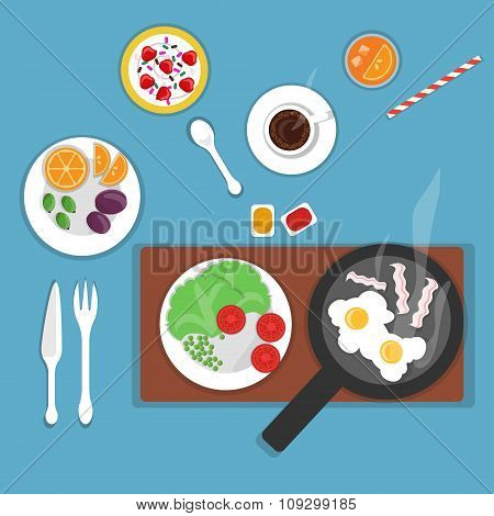 Vector flat breakfast