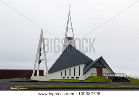 Modern Church Olafsvikurkirkja (olafsvik Kirkja) Near Enni Mountain, Iceland