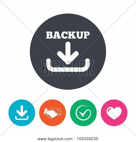 Backup date sign icon. Storage symbol.