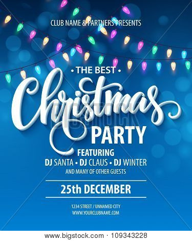 Christmas light tipography poster. Vector illustration