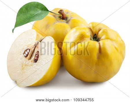 Apples-quince with leaf. File contains clipping paths.