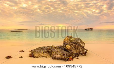 Fishing Net On The Beach