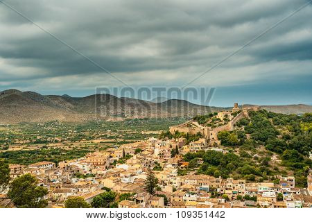 Capdepera castle on green hill in Mallorca