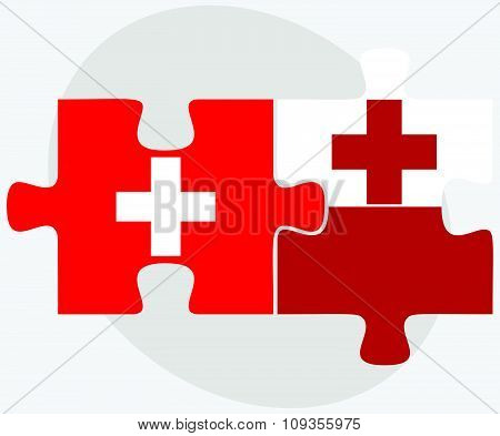 Switzerland And Tonga Flags