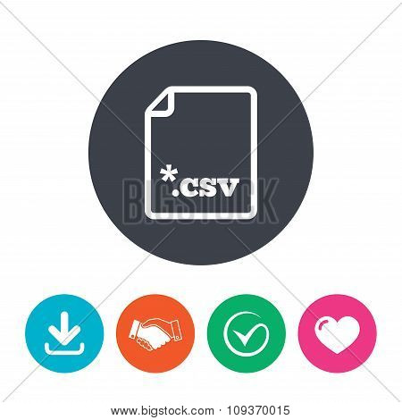 File document icon. Download CSV button.