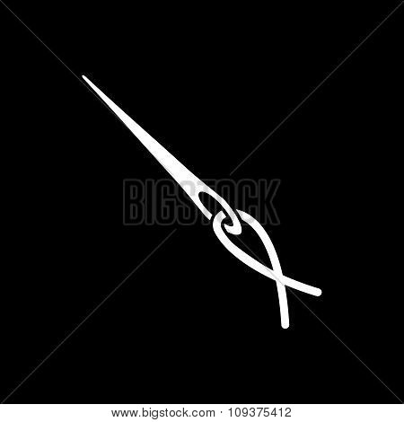 The thread with a needle icon. Tailor and  sewing, needlework,  clothier symbol. Flat