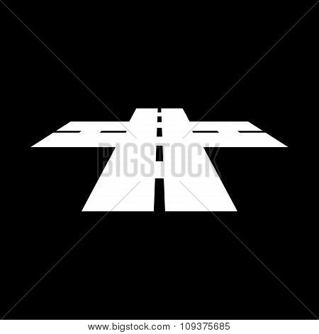 The crossroads icon. Crossway and crossing, intersection, road,  route symbol. Flat