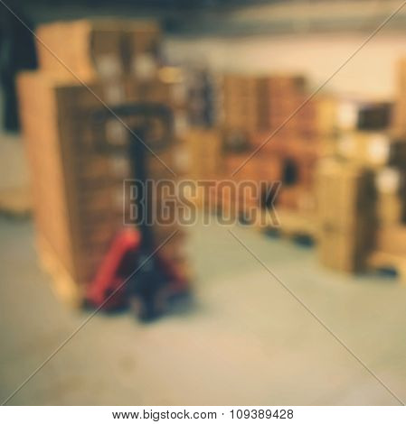 Blurred background warehouse. Abstract blurry warehouse storing