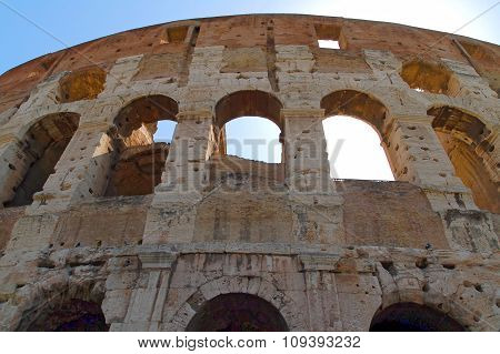 Close Up From Colosseum At Rome Italy Europe