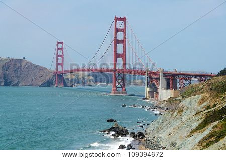Panorama View To The Golden Gate Bridge San Francisco California Usa