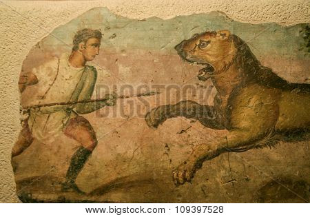 Lion Hunter, Roman Painting