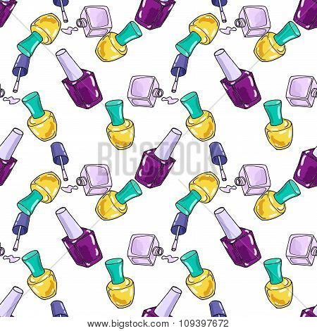 Seamless pattern with nail polish