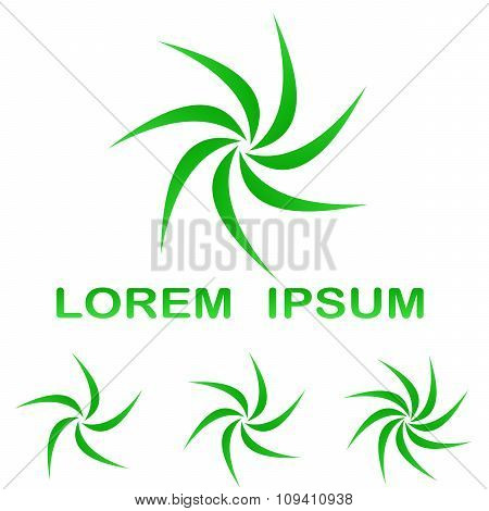 Green swirling enviroment symbol design set
