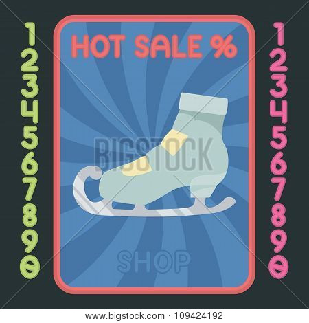 Figure-skating Boot Flat Design Icon. Vector Hot Sale Label.