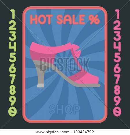 High Heel Shoe Flat Design Icon. Vector Hot Sale Label.