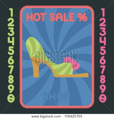High Heel Shoe Flat Design Icon. Vector Hot Sale Label.