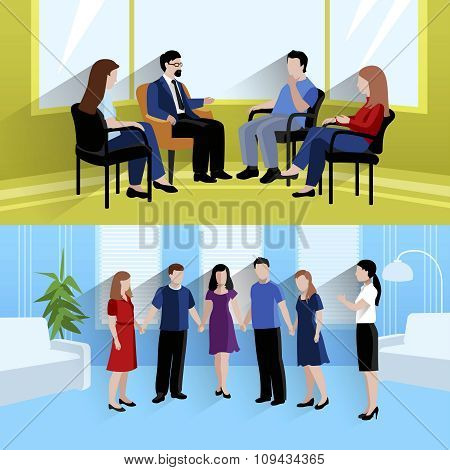 Relationship counseling 2 flat banners composition