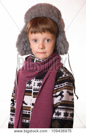 Portrait Of The Boy In Warm Clothing.