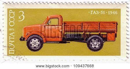 Ussr - Circa 1976: A Stamp Printed The Russian Car 