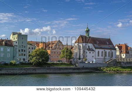 View Regensburg With Church Of St. Oswald