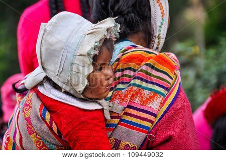 Quechua Baby Girl In A Village In The Andes, Ollantaytambo, Peru