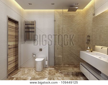 Luxury Bathroom In Modern Style.