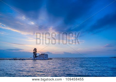 scene of Vlacherna monastery, Kanoni, Corfu, Greece