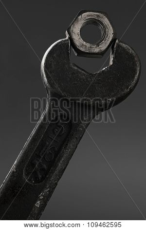old wrench and nut