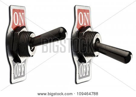 on/off switch on white with clipping path
