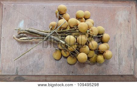 Longan Thai fruit on the wood