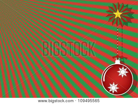 Christmas Balls And Colorful Ornaments On Sun Ray Background. Vector Illustration Design.