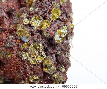 Volcanic lava with gemstone and high content of different metals from Piton de la Fournaise on Reunion Island. 