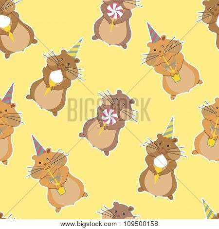 Hamster Party Seamless Pattern