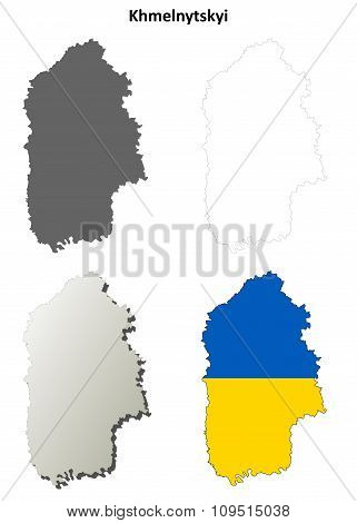 Khmelnytskyi blank outline map set