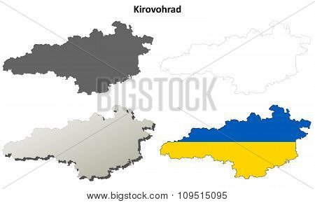 Kirovohrad blank outline map set
