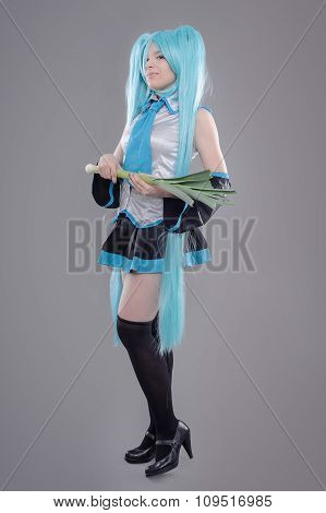 Woman with leek