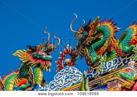 Chinese Dragon blue sky.