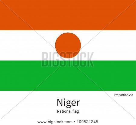 National flag of Niger with correct proportions, element, colors