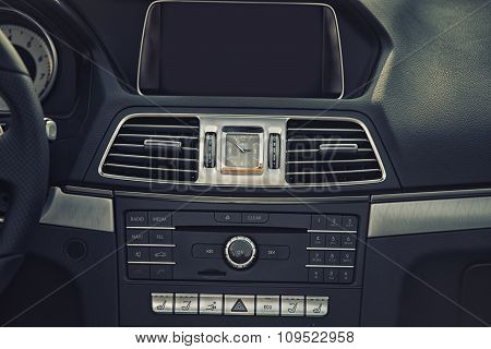 Sleza, Poland, August 15, 2015: Close Up On Mercedes Cockpit And Wheel On  Motorclassic Show On Augu