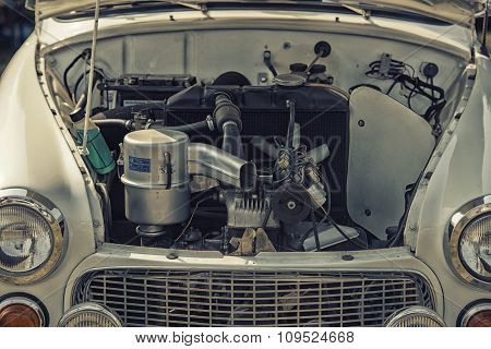 Sleza, Poland, August 15, 2015: Close Up On Syrena Engine   On  Motorclassic Show On August 15, 2015