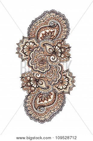 Marker painted decorative ornament. Indian eastern lacework
