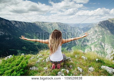 Woman Yoga Relax At The End Of Earth In Fascinating Landscape