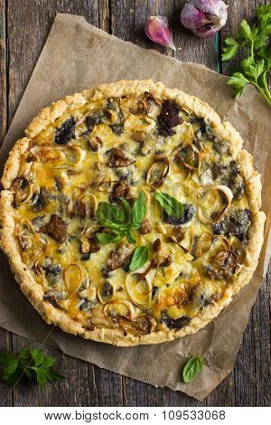 Quiche With Mushrooms, Leek And Cheese
