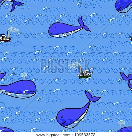 whales and ship