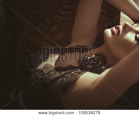 Sexy beautiful girl in sensual underclothes