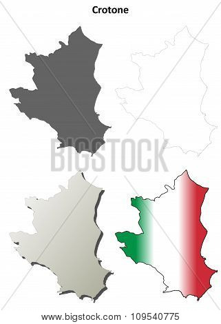 Crotone blank detailed outline map set