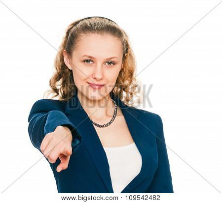 woman pointing her finger at you