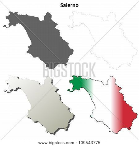 Salerno blank detailed outline map set