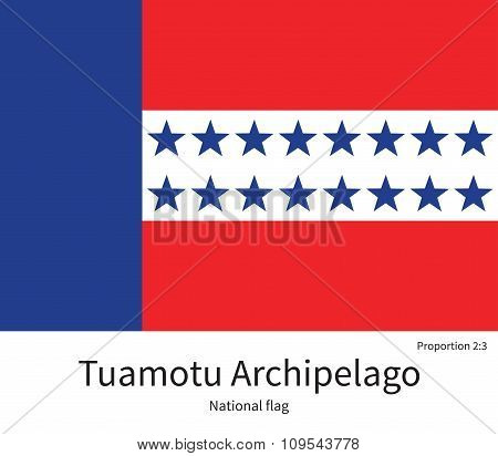 National flag of Tuamotu Archipelago with correct proportions, element, colors